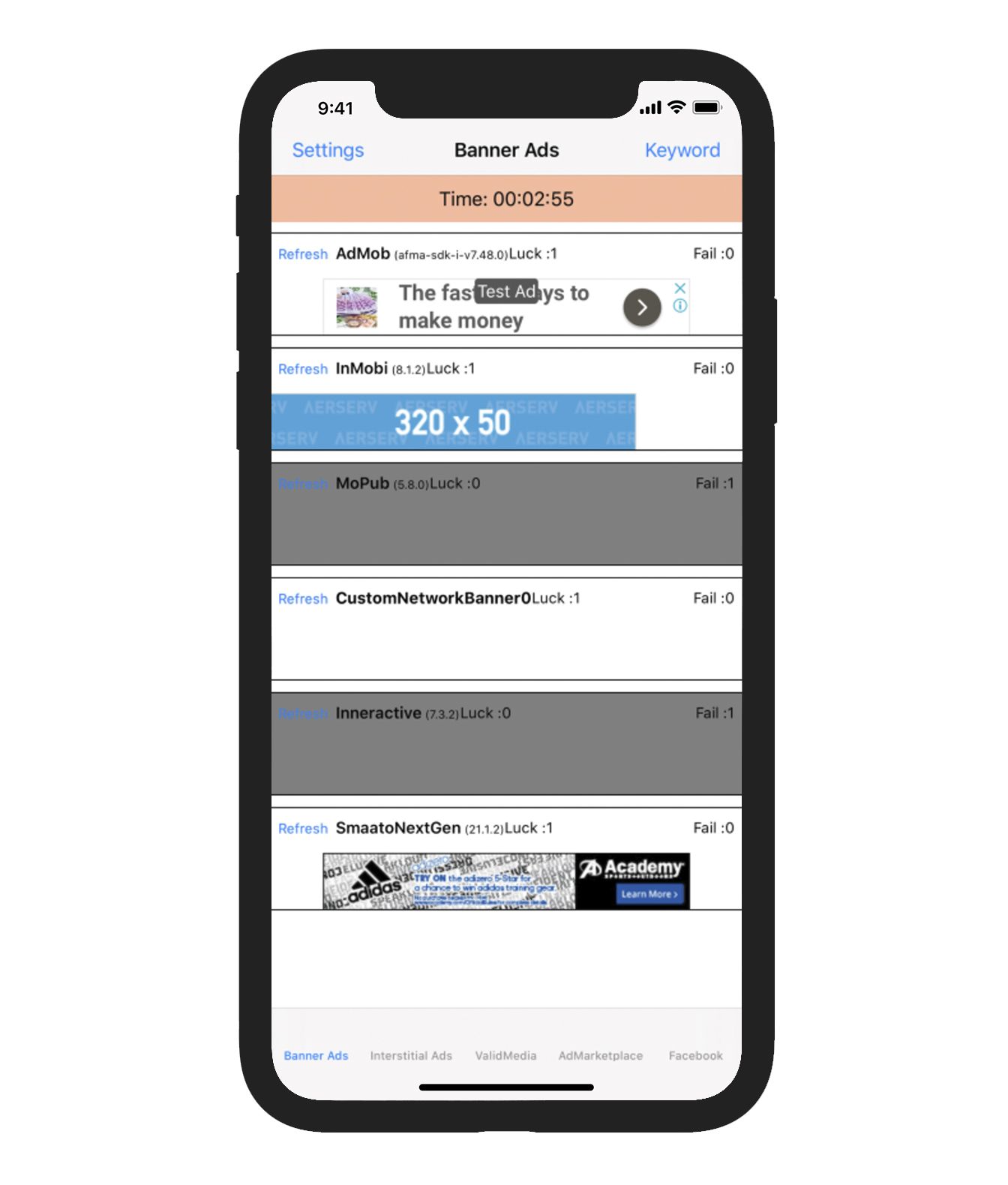 UniAdsTester app (IPhone X) - image